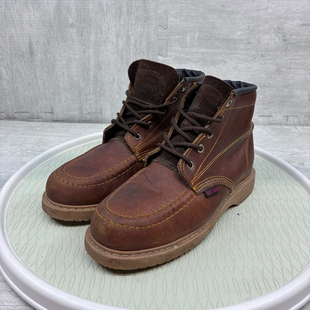 Botas Astillero Work Boots Mens 9 Brown Leather Moc Toe Oil Resistant Heritage